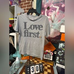 J. Crew Gray 'Love First' Short Sleeve Tee